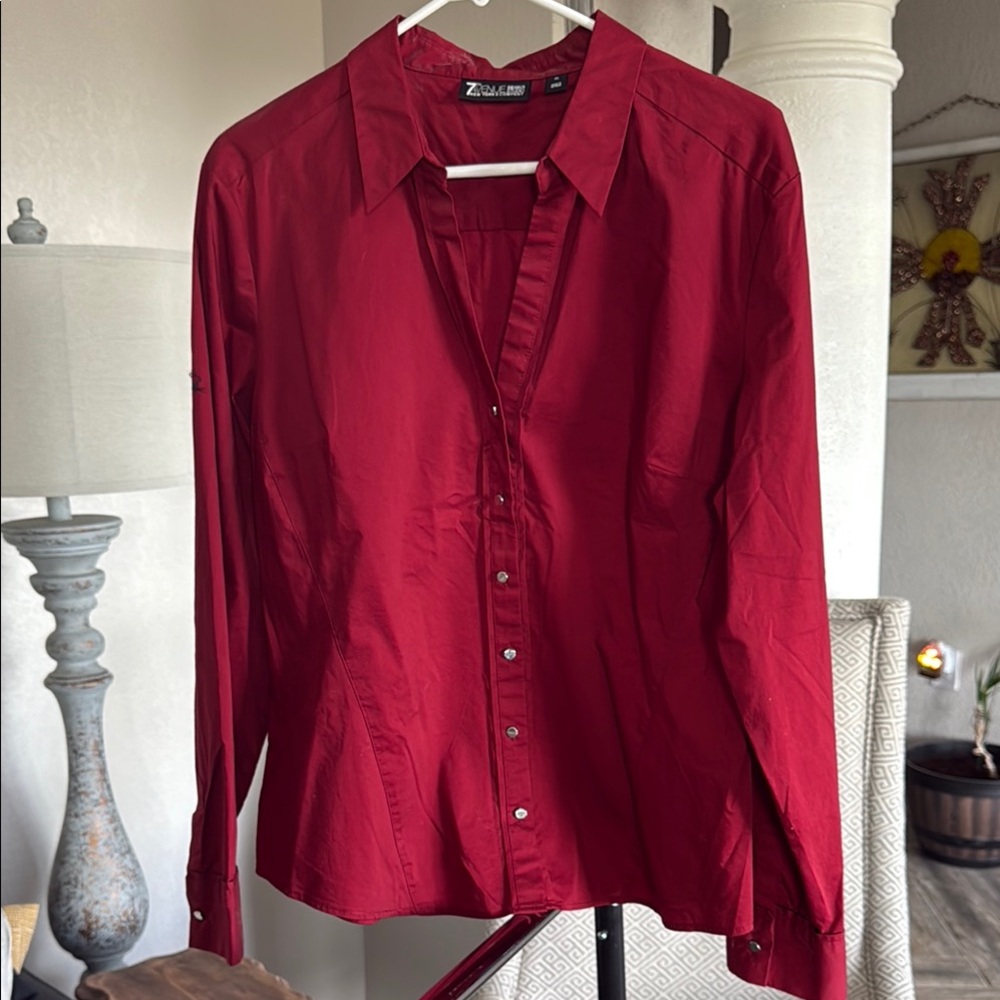 New York & Company Red Button Down Shirt
